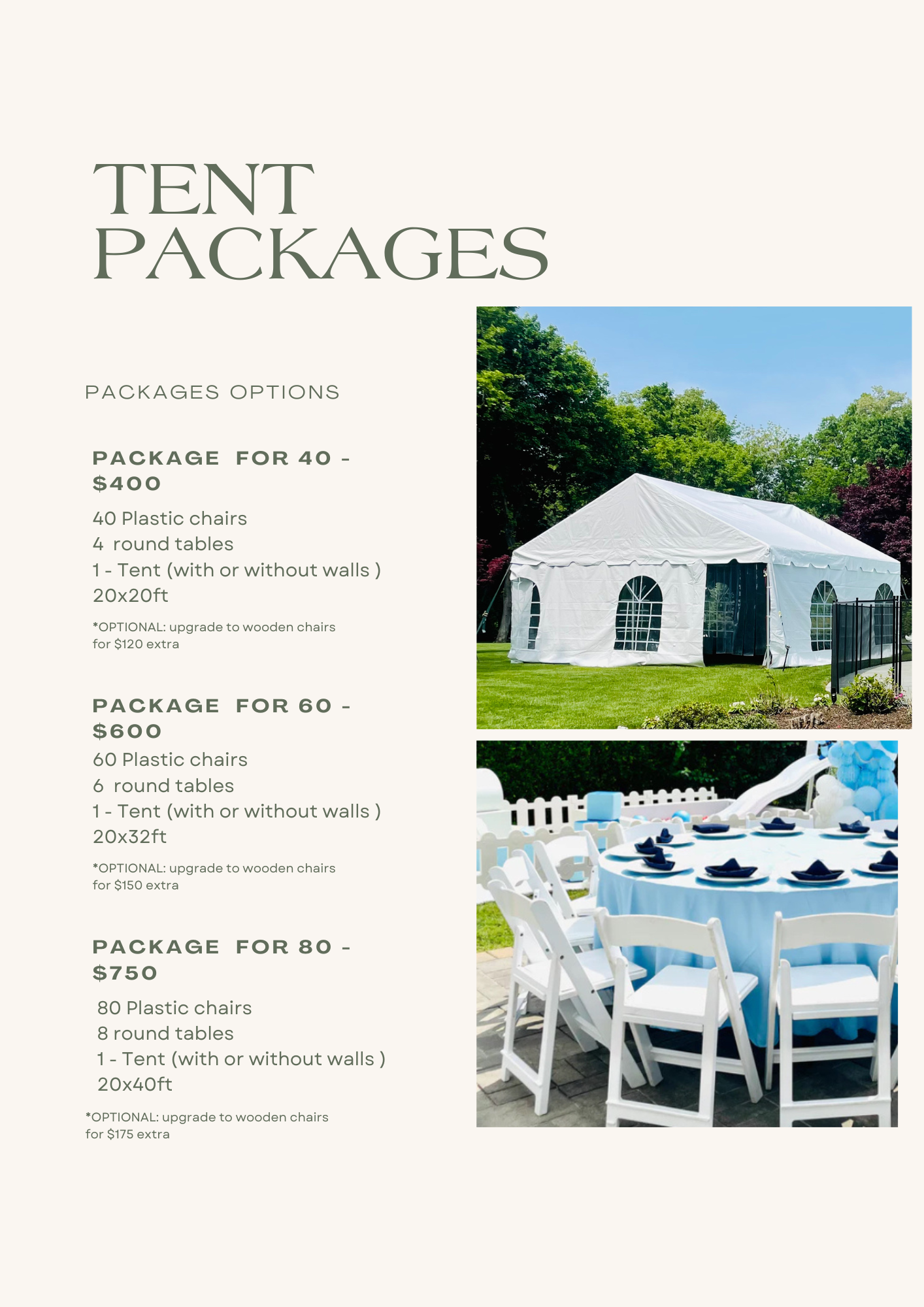 Tent packages top